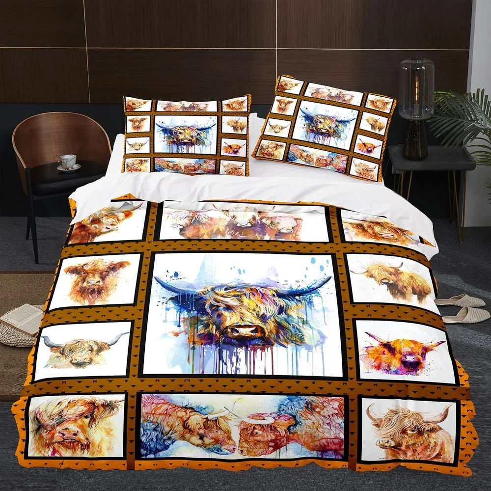 

Highland Cattle Pattern Bedding Set Quilt Cover Home Bedroom Decor Queen King Size Duvet Cover Set Pillowcase Bedding Set