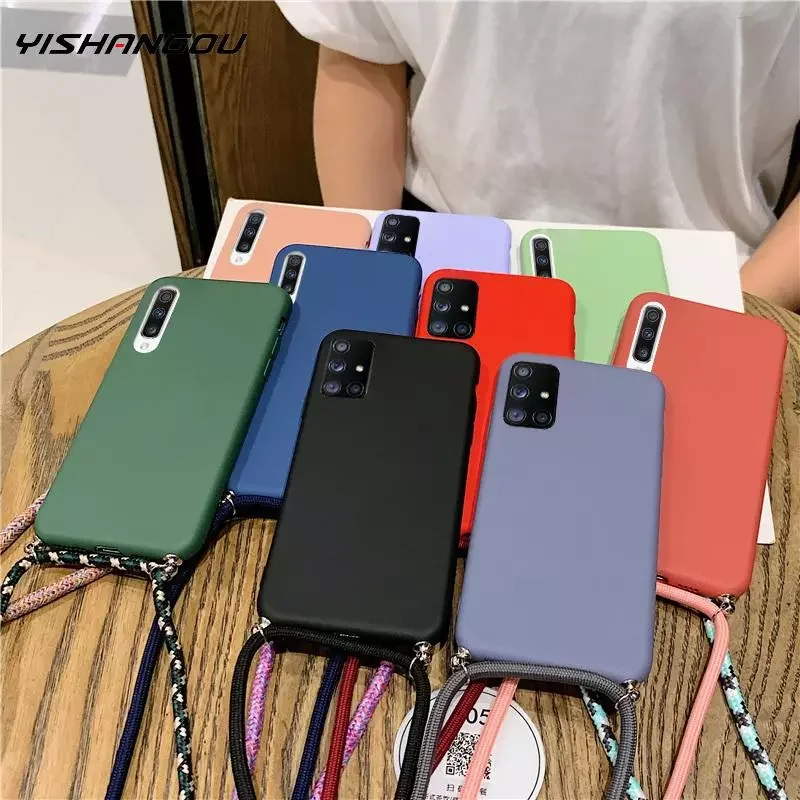 

Silicone Lanyard Phone Case For Samsung S20 S21 FE A51 A71 A50 A70 S20 S21 S10 Plus Ultra A20 A30 A10 A32 4G A31 Case