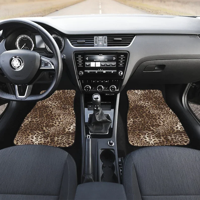 

Leopard Cheetah Animal Print Car Floor Mats Set, Front and Back Floor Mats for Car, Car Accessories