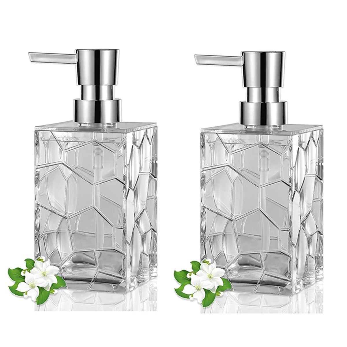 

Hands Soap Dispenser, Clear Acrylic Plastic Liquid Pump Bottles Refillable Lotion Dispenser for Bathroom Decor B