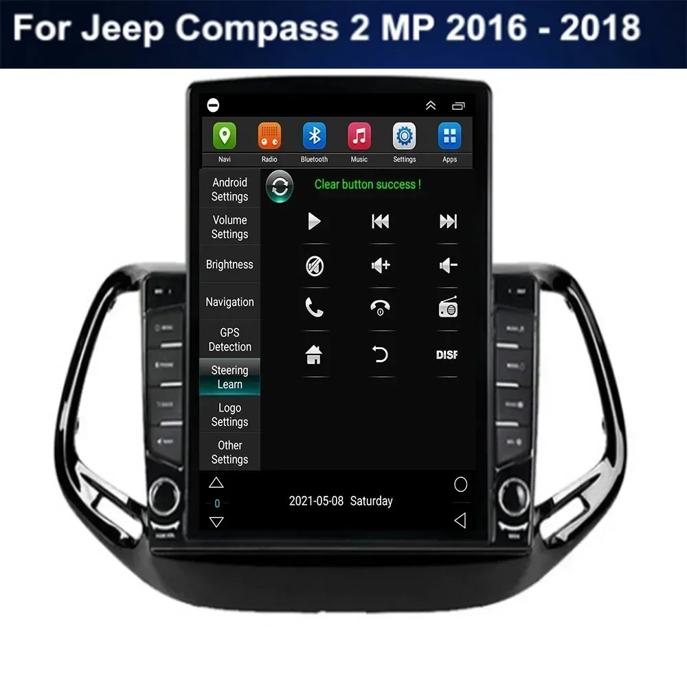 Для Tesla Style 2Din Android 13 Автомобильный радиоприемник для Jeep Compass 2MP 2016-35 Мультимедийный