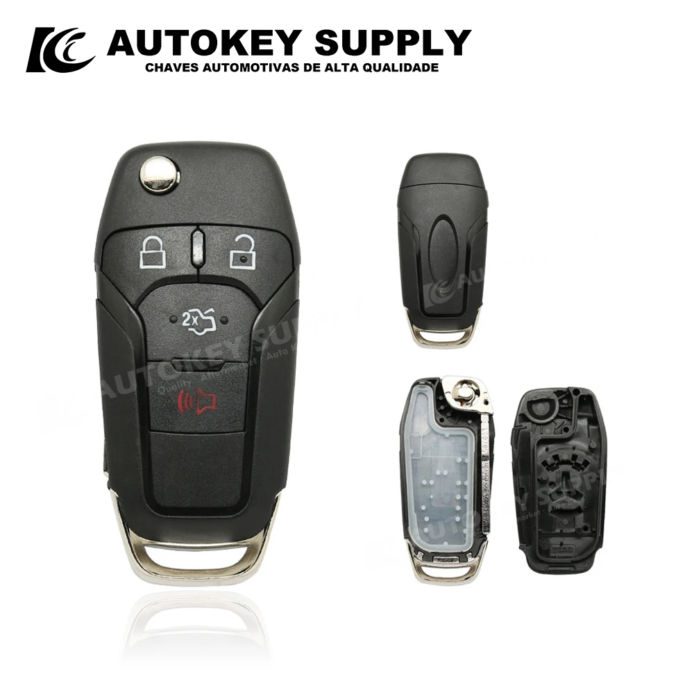Für Ford Ersatz Flip Remote Auto Schlüssel Shell - 3 + 1 Tasten-Fob Fusion Edge-Explorer AutokeySupply AKFDF115