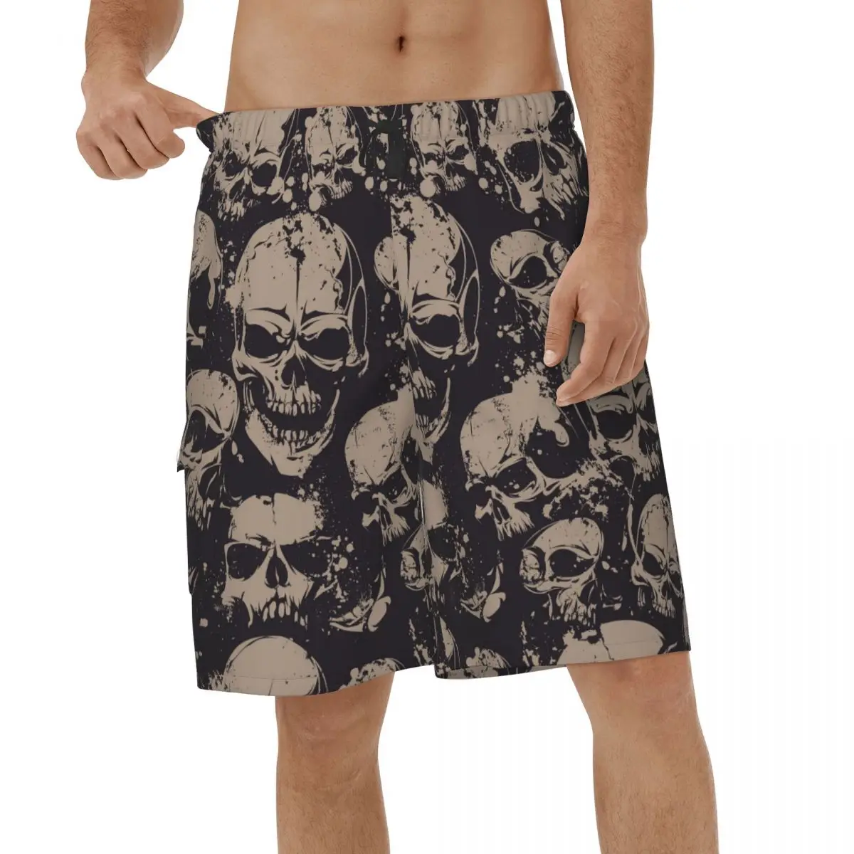 

Casual Cool Skull Men Beach Shorts Sports Swimwear Streetwear Vacation Short Pants Quick Dry Short Pants