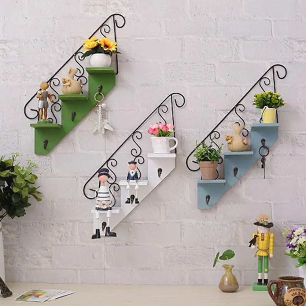 

Wall Shelf Vintage Strong Bearing Capacity Iron Art Background Ornament Wall Flower Storage Rack for Canteen Wall Decoration