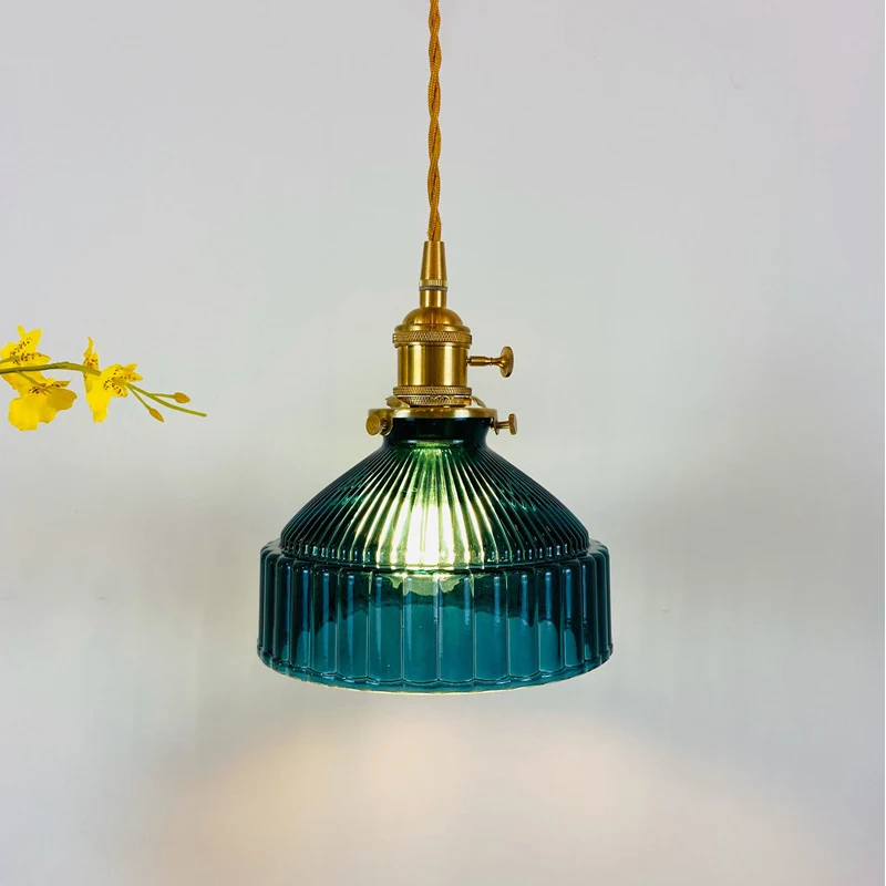 

Japanese Indoor Pendant Lights Glass Luminaria Decoration Modern Brass Led Hanging Lamp for Bedroom Kitchen E27 Bulb Amber Gray