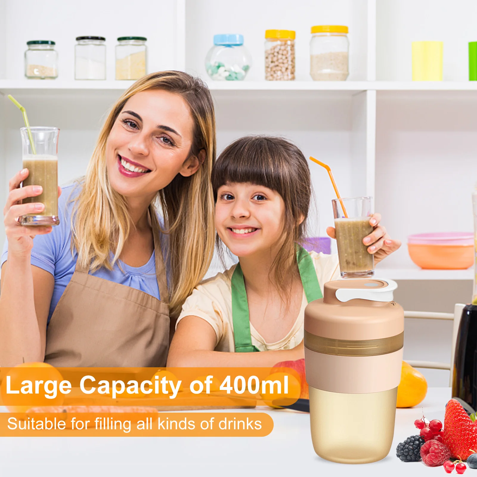 

Портативный блендер, соковыжималка-400 мл, миксер для свежих фруктов, стандартные бутылки