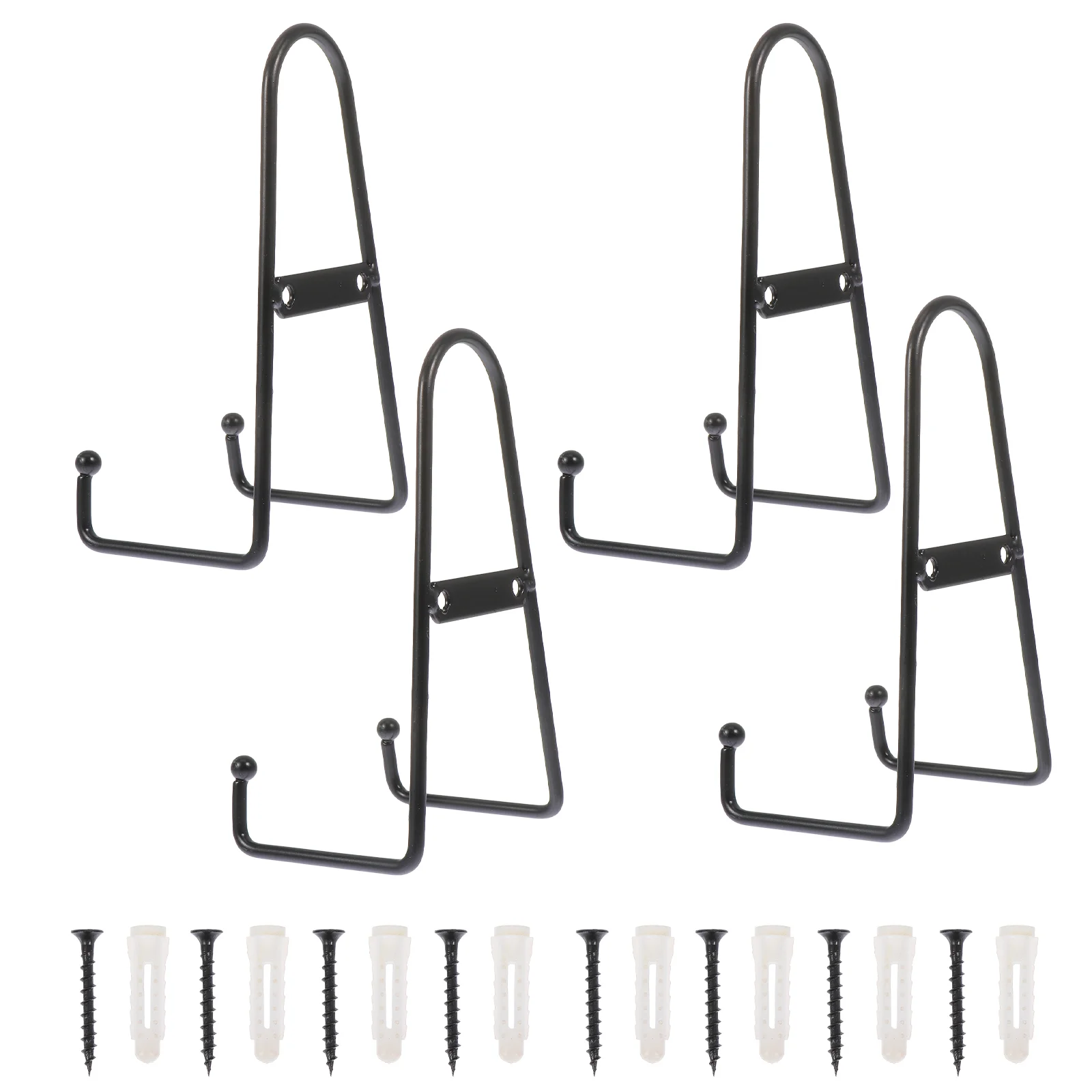 

4 Pcs Decorative Plates Display Stand Black Table Wall Mount Easel Metal Dish Holder