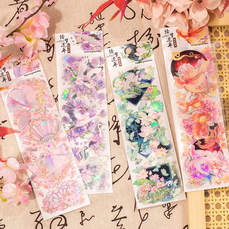 

8SETS/LOT Painting dreams and fleeting years series markers photo album decoration retro PET sticker