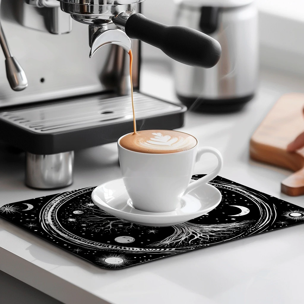 Кофейная подставка для стока с деревьями Солнце Луна ванная комната квадратная