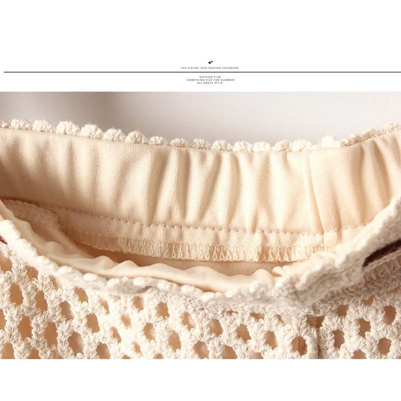 Female Summer Beach knitted Hook Eyelet Shorts Women outerwear anti glare safety pants Lace embroidery Fashion Short