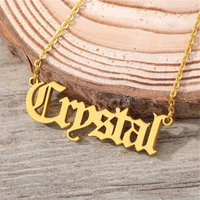 custom name necklace personalized letter pendant stainless steel choker gold cuban chain fashion jewelry gift collare para mujer