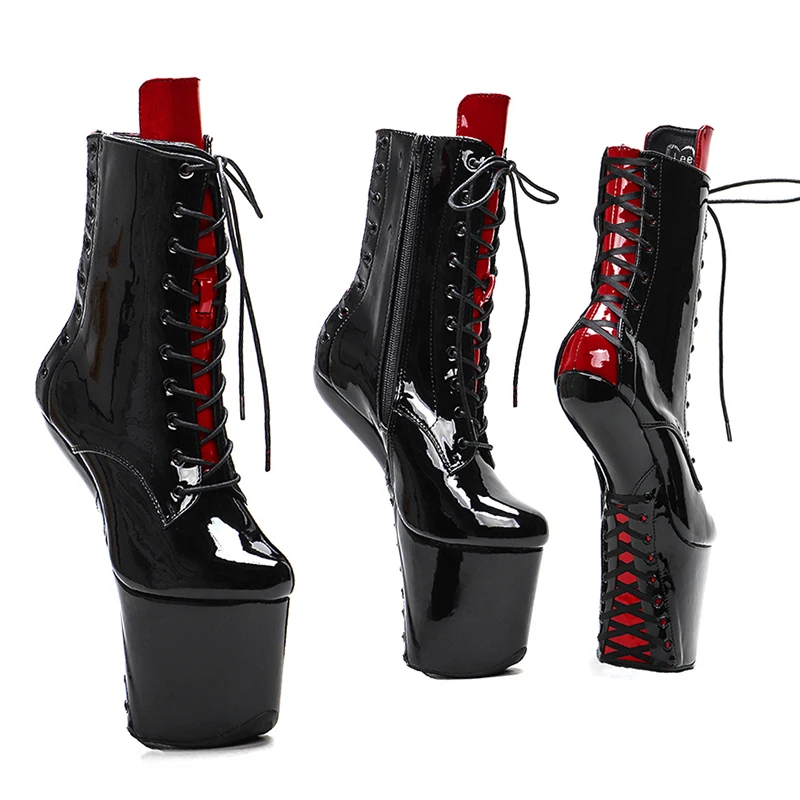 Leecabe Heelles Lace Up Ankle Boots Sexy Exotic Pole Dance Stripper young trend fashion color matching shoes