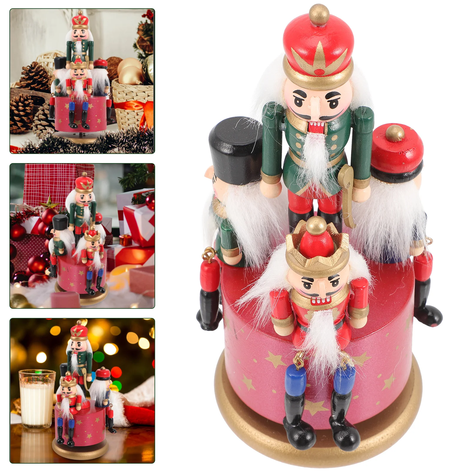 

Nutcracker Box Musicchristmas Wooden Decor Gift Decorations Gifts Musical Ornamentsfigures Soldier Wood Yard Table White Pajamas