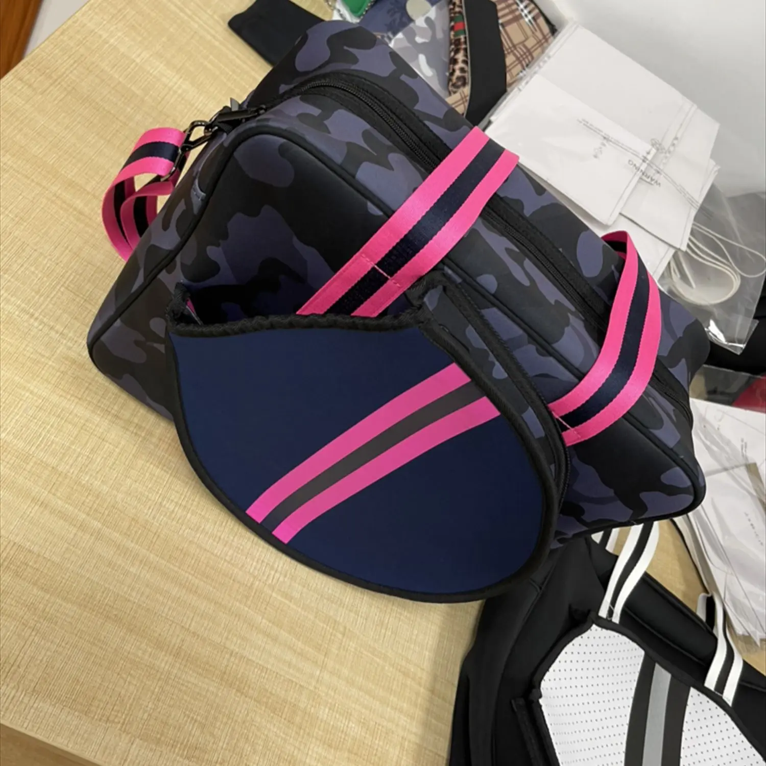 2022 Unisex Camo Neoprene Tennis Bag Waterproof Handbag Adjustable Strap Tennis Sports Shoulder Bag For Gym Outdoors Domil103 &