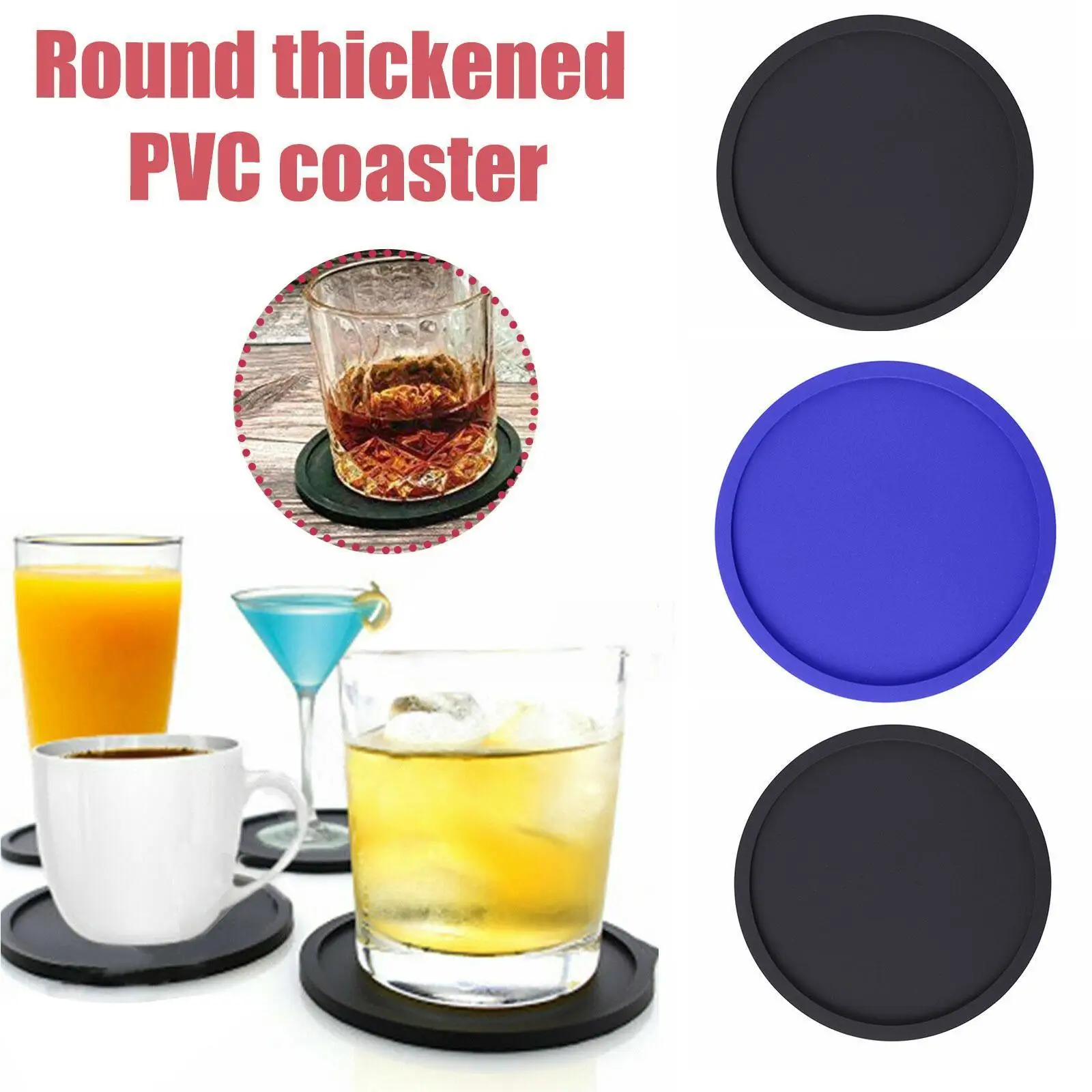 

Cup Pad Pvc Soft Rubber Anti Scalding Heat Thickened Mats Round Coaster Insulation Tableware Anti-skid Hot D4k2