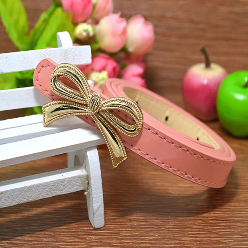 

Модный детский ремень карамельных цветов, металлическая пряжка-бант, тонкий широкий 1,4 см, Детский пояс для девочек, аксессуары для одежды