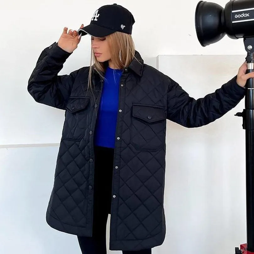 Jacket Woman Winter 2023 Lapel Belt Oversize Demi-season Parka New In Outerwear Spring Fluffy Shirts and Blouses Quilted Padded