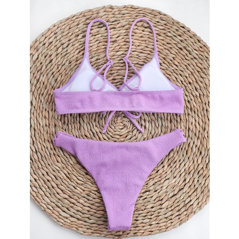 Women's Sexy 2 Piece Swimsuit Color Block Ruched Halter High Waisted Bikini Set