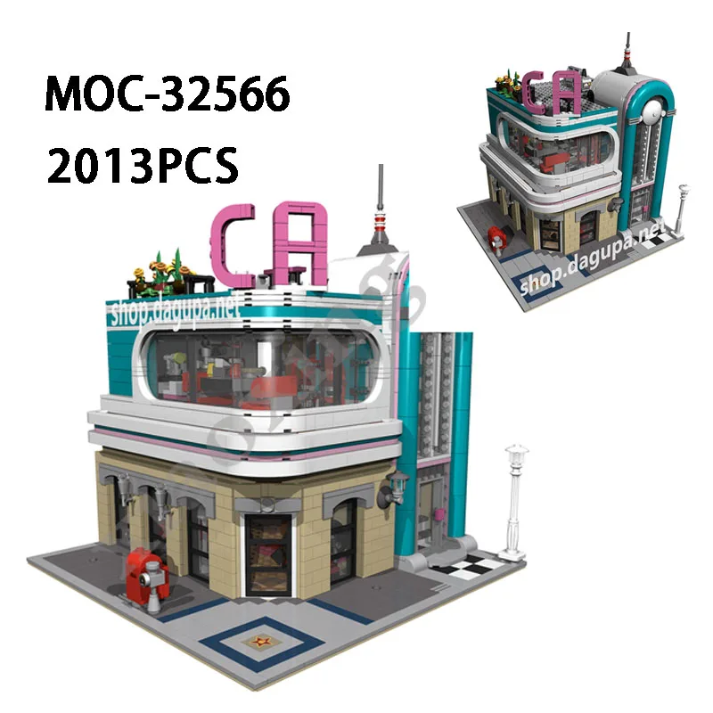 

New MOC-32566 Downtown California Restaurant 2013 DIY 10260 Set Improved Children's Building Block Toys Birthday Christmas Gifts