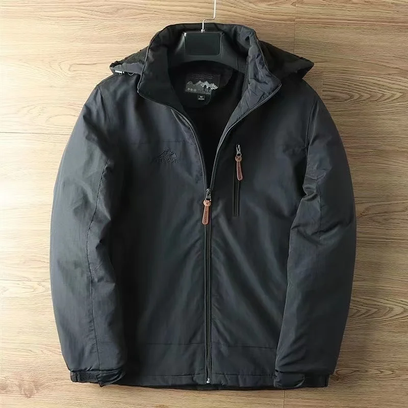 

Mens Parkas Jackets Hooded Thick Fleece Military Coats Warm Windbreaker Men Casual Outdoor Parka Jacket Overcoat Male Clothes