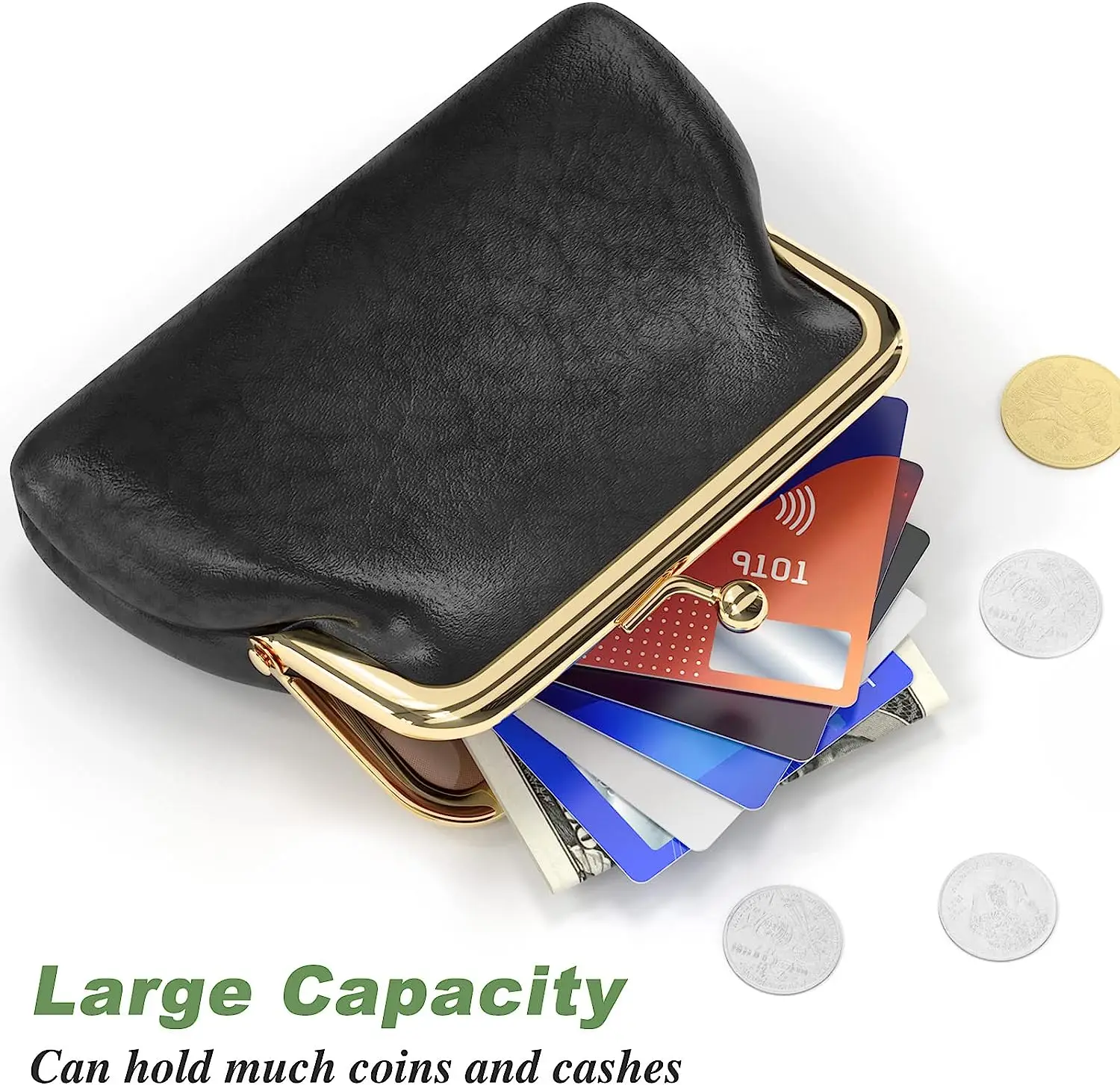 

Wallets for Women Coin Purse, Small PU Leather Change Purse, Coin Purse Wallet with Clasp, Car Coin Holder Pouch for Woman Girls