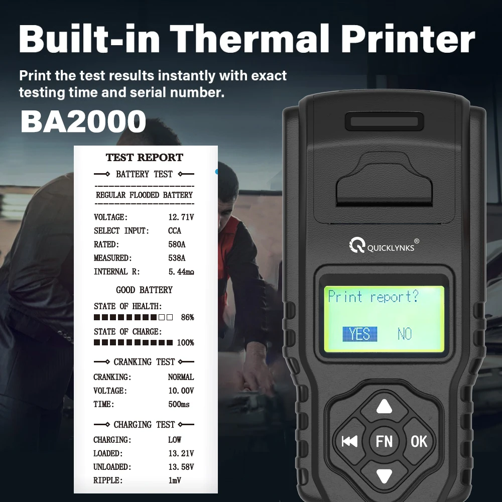 Тестер нагрузки автомобильного аккумулятора 12 В 24 с принтером анализатор 100-2000 CCA