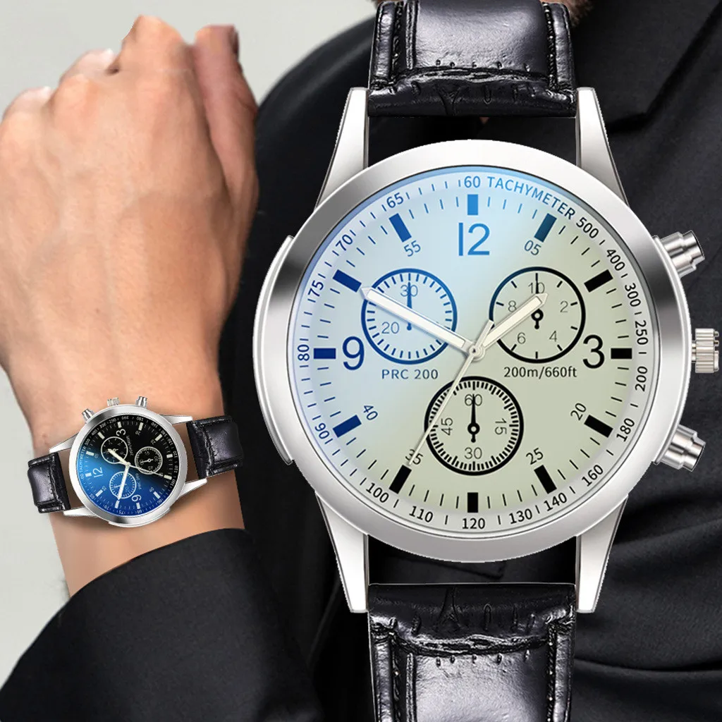 

New Men's Quartz Watch Leather Strap Luminous Watch Round Business Wristwatches Fashion Calendar Clock Reloj Hombre