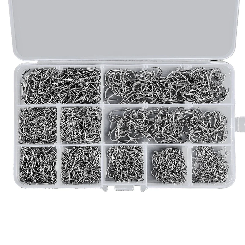 

1000 PCS Fishing Hooks Set High Carbon Steel Barbed Fishhooks For Saltwater Freshwater Fishing Gear