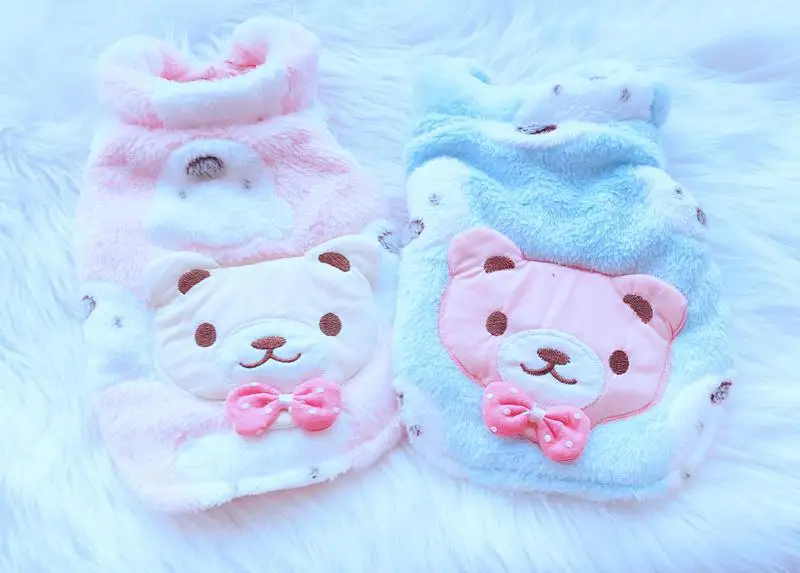 

Newest Patch Bear Printed Warm Two Feet Dog Coats Cotton Padded Clothing for Pets Blue Pink Colors Artículos Para Mascotas Coats