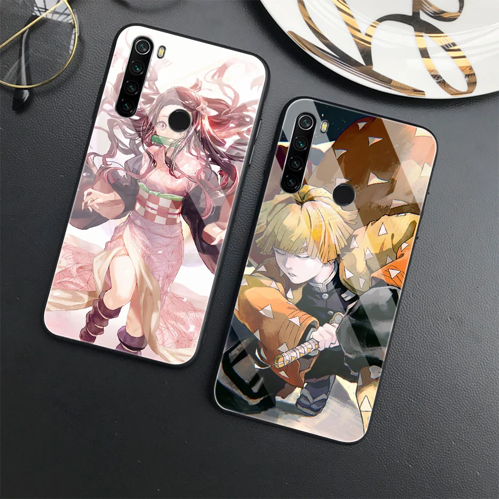 

Demon Slayer Luxury Tempered Glass Phone Case for Redmi Note 10Pro 9 Pro Max 10 4G 9T 10S Poco F3 11 11S 5G F2Pro Anime Capinha