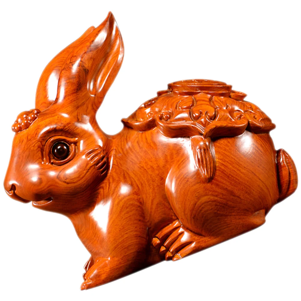 

Rabbit Bunny Figurine Statue New Year Decoration Ornament Wood England Department Village Chinese Animal Figurines Zodiac The