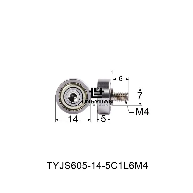 

OD14 StainlessSteel Hex Hexagon Socket Cap Head Shoulder RollerBearingScrew Allen Bolt M4 M5 M6external Thread Guide Pulley605