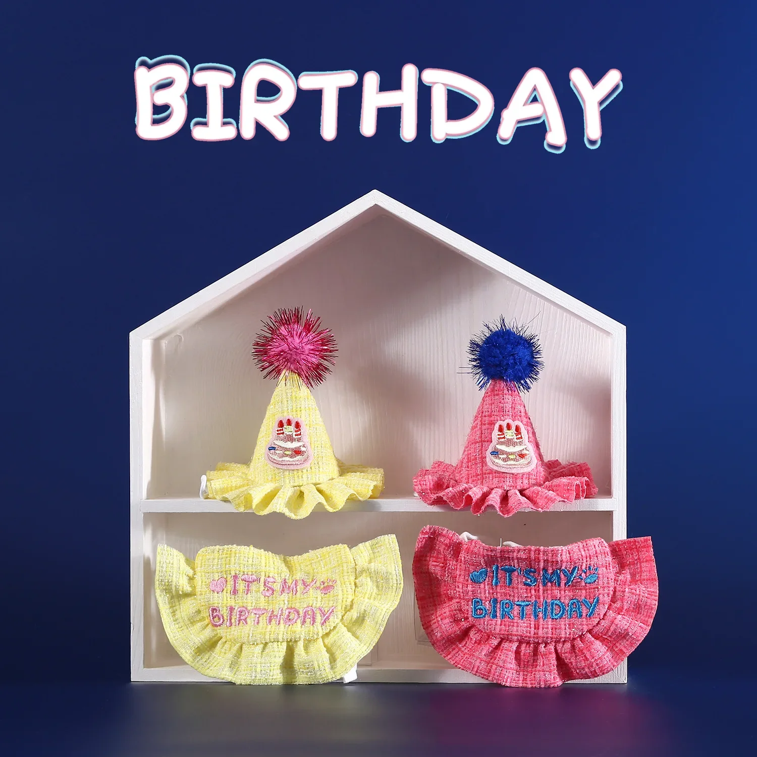 Набор шляп с нагрудником для домашних животных на день рождения кружевная