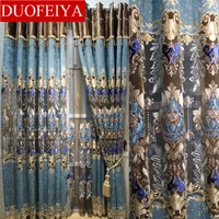 duofeiya european style hollow out embroidery curtains imitated silk cloth curtain luxurious court embroidery voile curtain