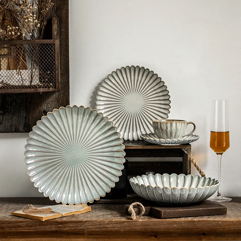 

Vintage Ceramic Party Plate Set Birthday Wedding Breakfast Serving Dinner Set Trinket Full Tableware Vajilla Dinner Plates