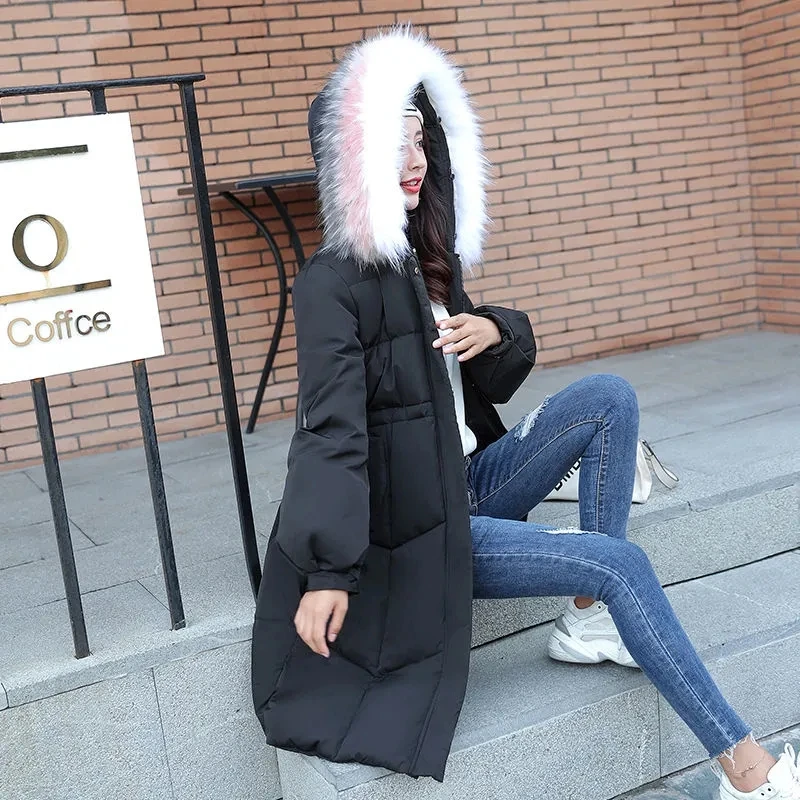 Down Jacket Womens 2022 New Winter Clothes Fur Collar Long Over Knee White Duck Down Coat Women Casual Fashion Versatile Parkas