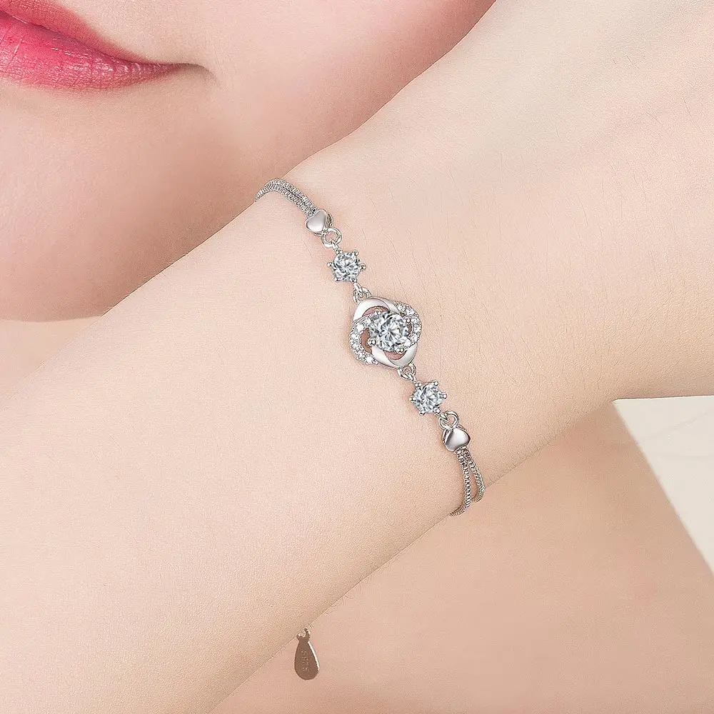 Полный 2 4 карата клеверный муассанитовый браслет для женщин S925 стерлингового