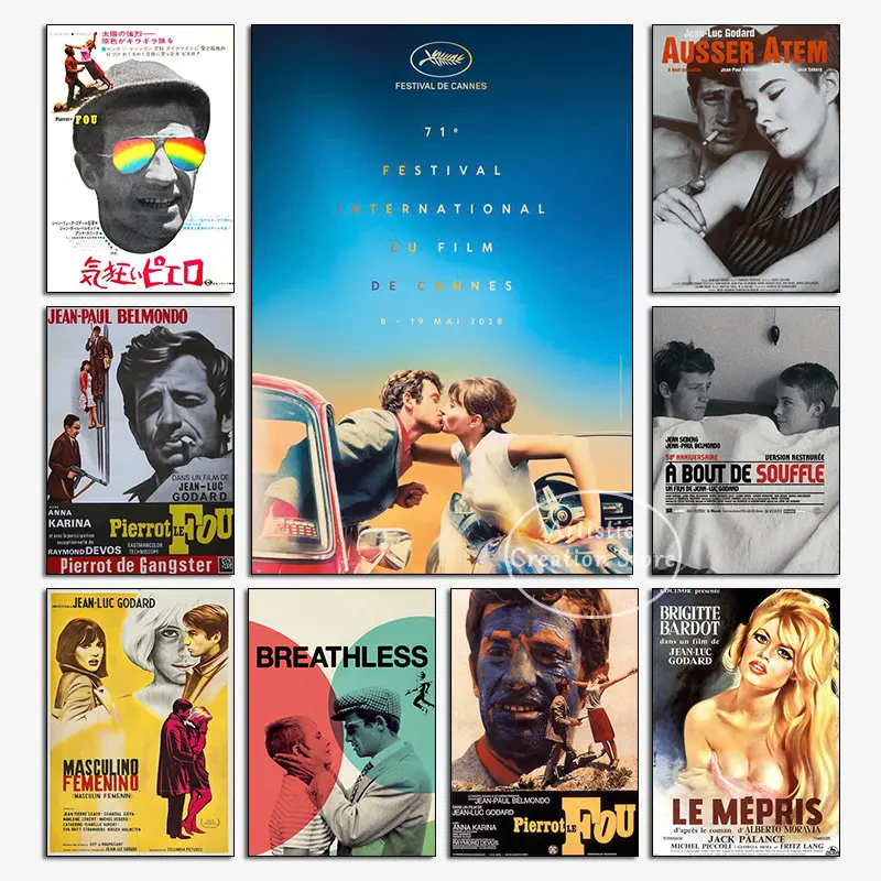 Постер с изображением французского Жана-Люка крестного из фильма Пьеро фу, Настенная картина на холсте, Настенная картина для современной спальни, домашний декор