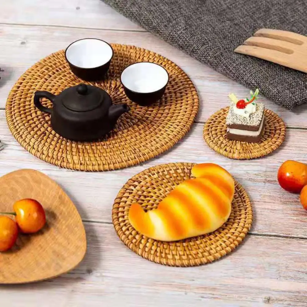 

Многофункциональный креативный плетеный коврик из ротанга для кофе, чая, молока, Красного вина