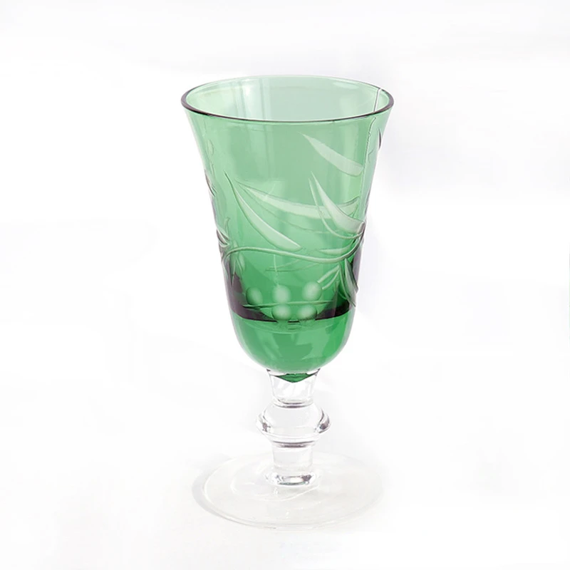 

Japanese Edo diced glass goblet with hand engraved red wine