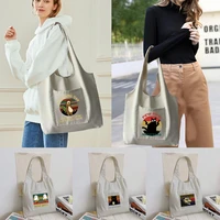 women shopper organizer bag canvas tote bag fashion pew print shoulder bag reusable supermarket tote shopping bag casual