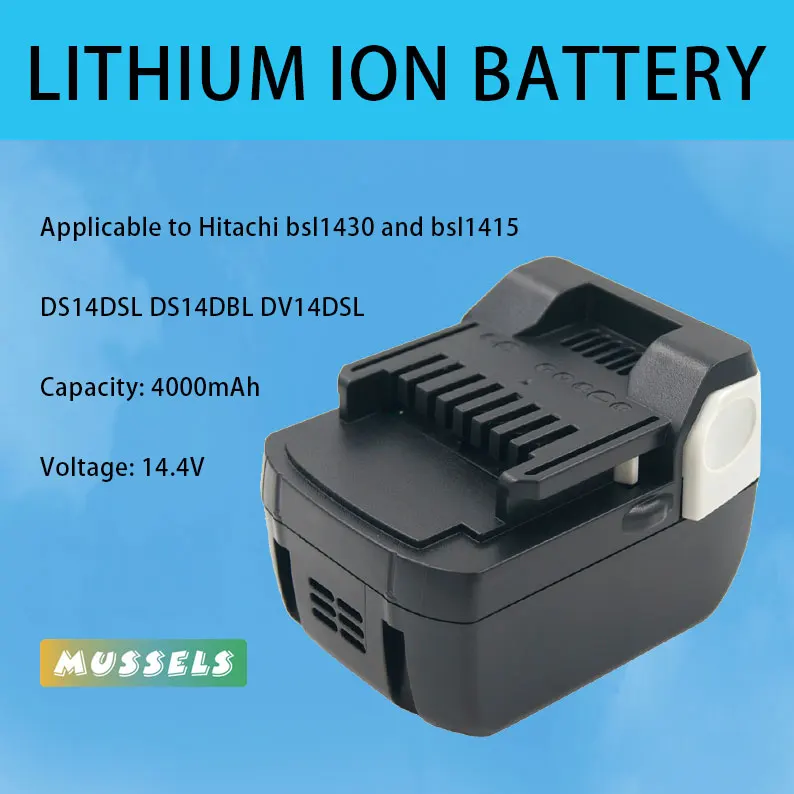 

Power Tools Rechargeable Replacement Battery 14.4V 4.0A Li-Ion for Hitachi Batteries BSL1430 BSL1415 DS14DSL DS14DBL DV14DSL