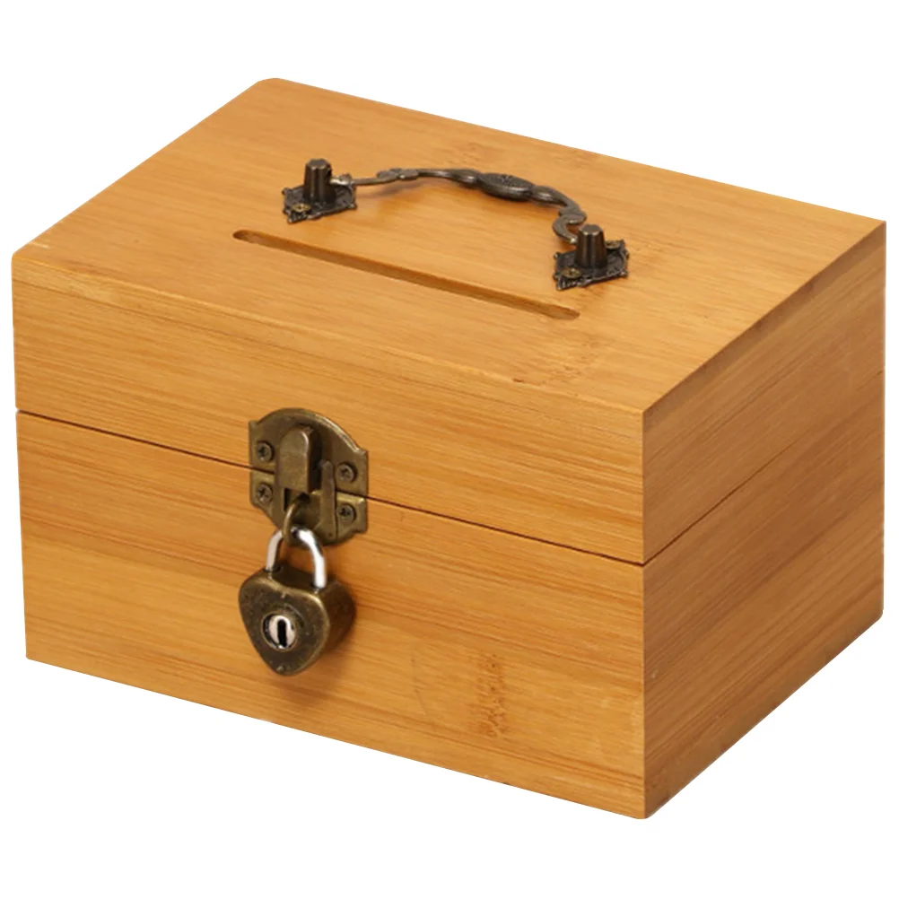 

Wood Box Jewelry Box Gift Box Home Storage Box Wood Piggy Bank with Lock