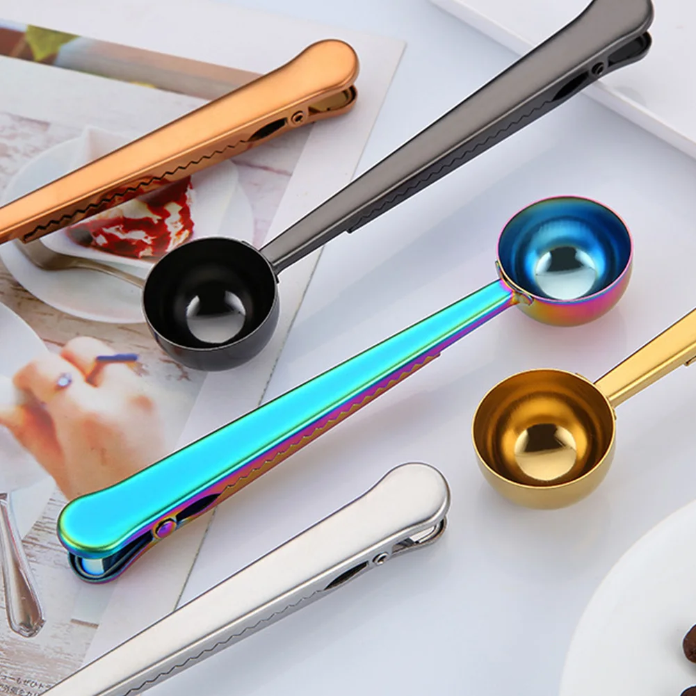 

20pcs Stainless Steel Kitchen Supply Clip Two-in-one Espresso Sealing Tea Coffee Spoon Bag Instant Long Handle Decoration