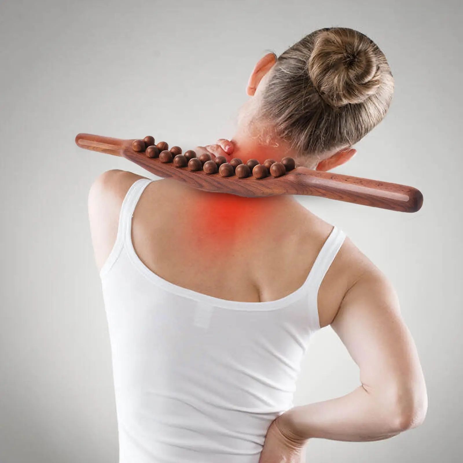 

Скалка из натурального карбонизированного дерева, 20 бусин, антицеллюлитная, для ног, талии, спины, шеи