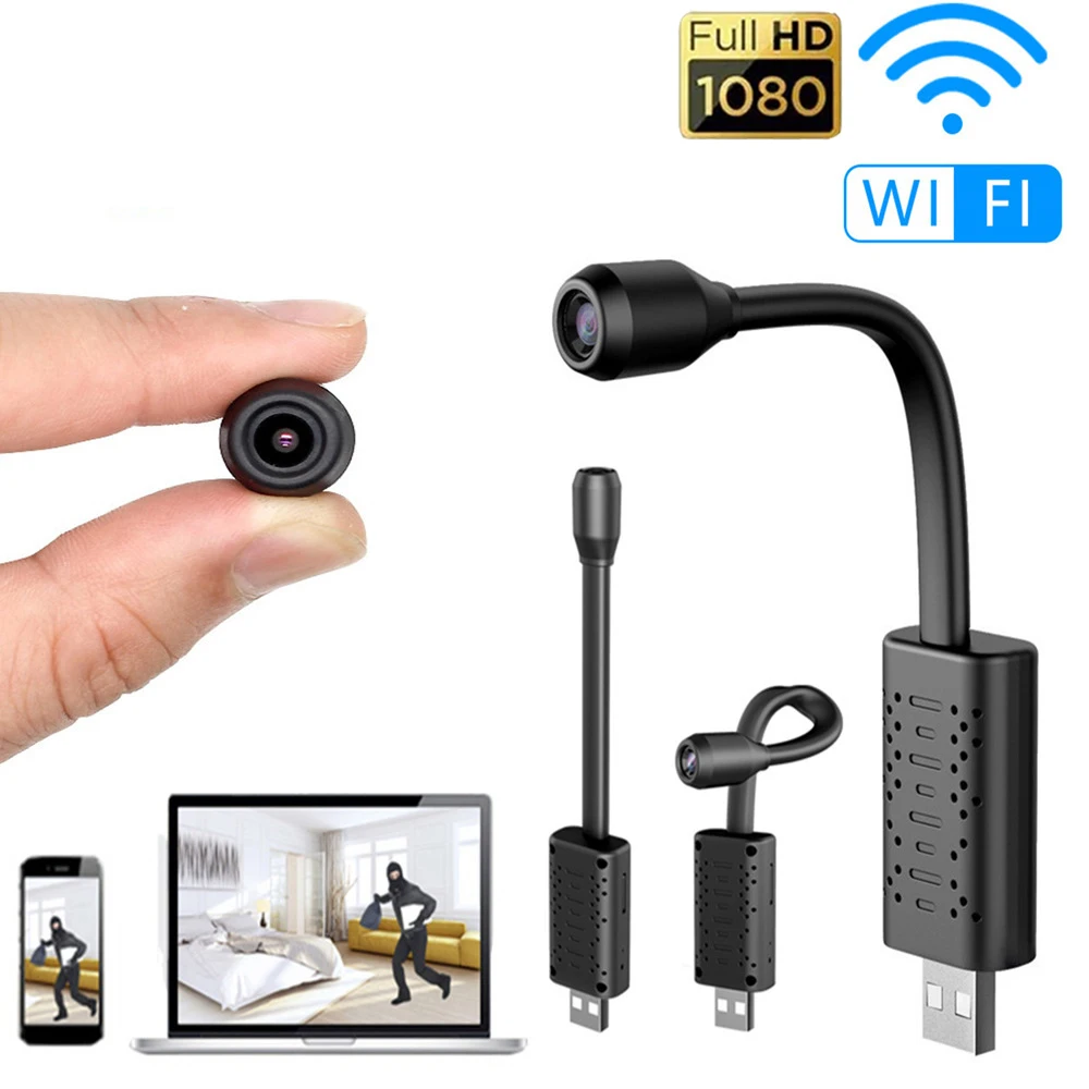 

HD 1080P Mini Wifi USB Camera Real-time Surveillance IP Camera AI Human Detection Loop Recording 2MP Mini camera Support 64G