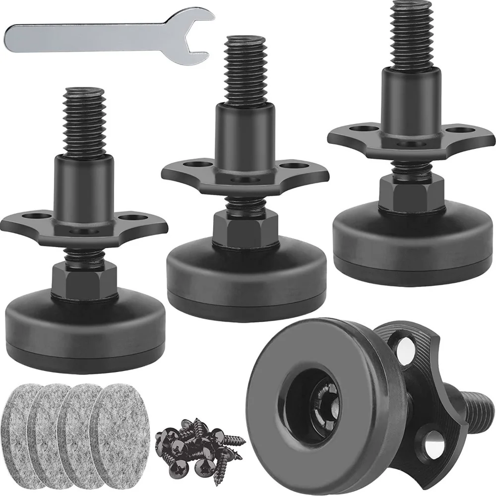 

4pcs Black Carbon Steel Adjustable Furniture Height Leveling Leg T-nut Kit Woodworking Tool Accessories (with Screw+wrench)