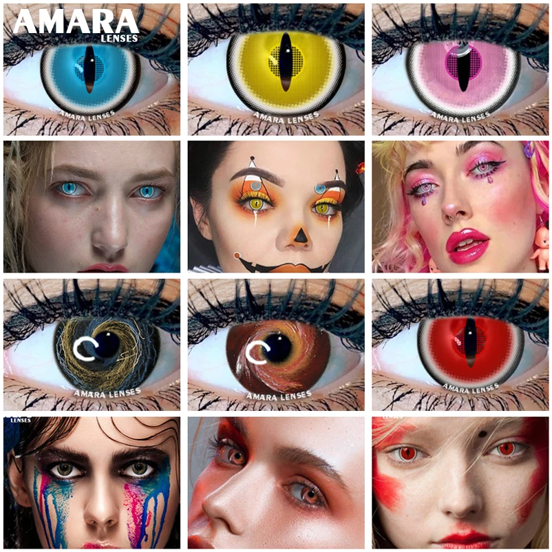 

Цветные контактные линзы AMARA для глаз 2 шт. Аниме Косплей цветные линзы ed синие фиолетовые линзы для Хэллоуина контактные линзы Красота Макияж
