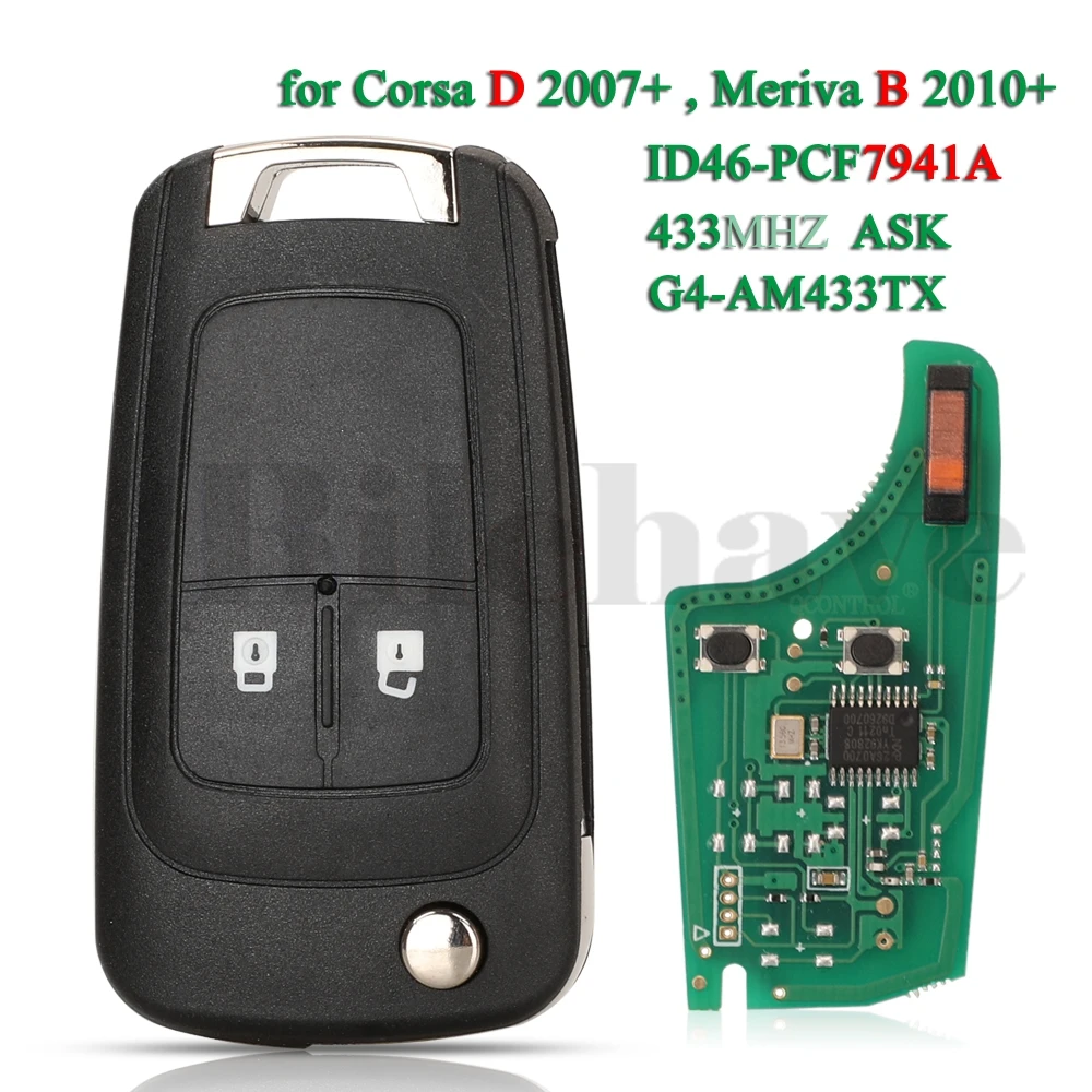 

Jingyuqin G4-AM433TX 433 МГц ID46-PCF7941 Автомобильный Дистанционный Ключ Для Opel/Vauxhall Corsa D 2007+ Meriva B 2010+ Fli...