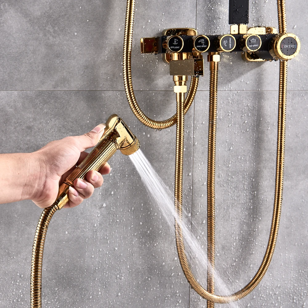 

Bathroom Shower System Body Massage Jets Shower Faucet set Rainfall Bath Shower Mixer Tap Bidet Sprayer Head Swivel Spout